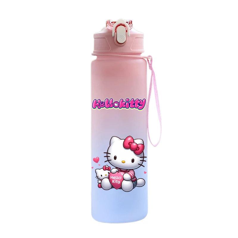 Garrafa de água Hello Kitty com palhinha, portátil de 750ml - Universo Mix