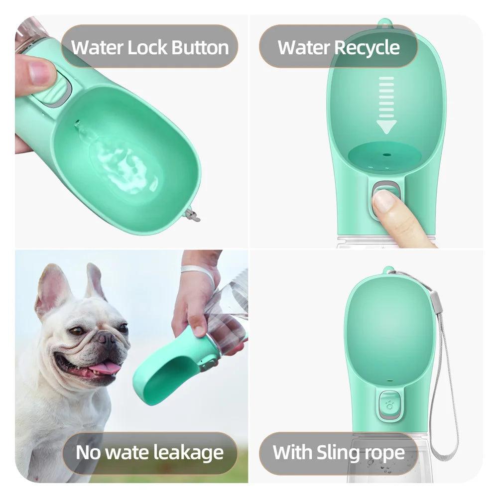 Garrafa de água para Pets, ideal para cães, com design à prova de vazamentos - Universo Mix