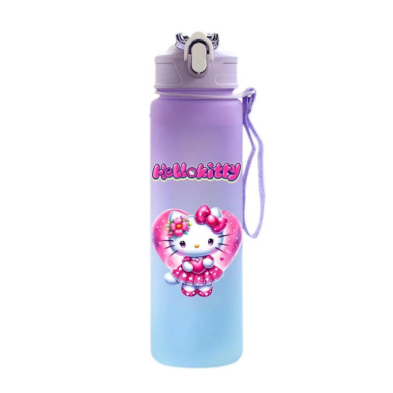 Garrafa de água Hello Kitty com palhinha, portátil de 750ml - Universo Mix