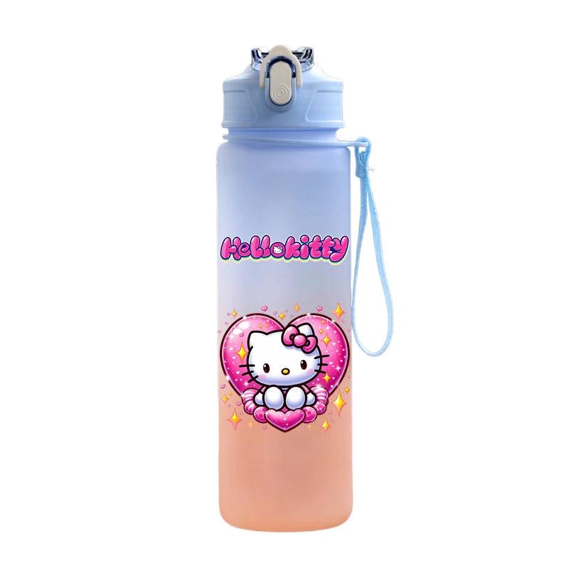 Garrafa de água Hello Kitty com palhinha, portátil de 750ml - Universo Mix