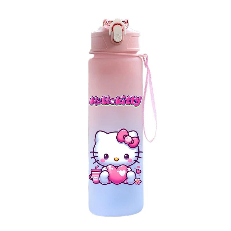 Garrafa de água Hello Kitty com palhinha, portátil de 750ml - Universo Mix