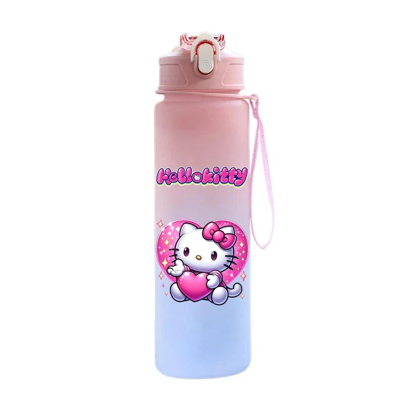 Garrafa de água Hello Kitty com palhinha, portátil de 750ml - Universo Mix