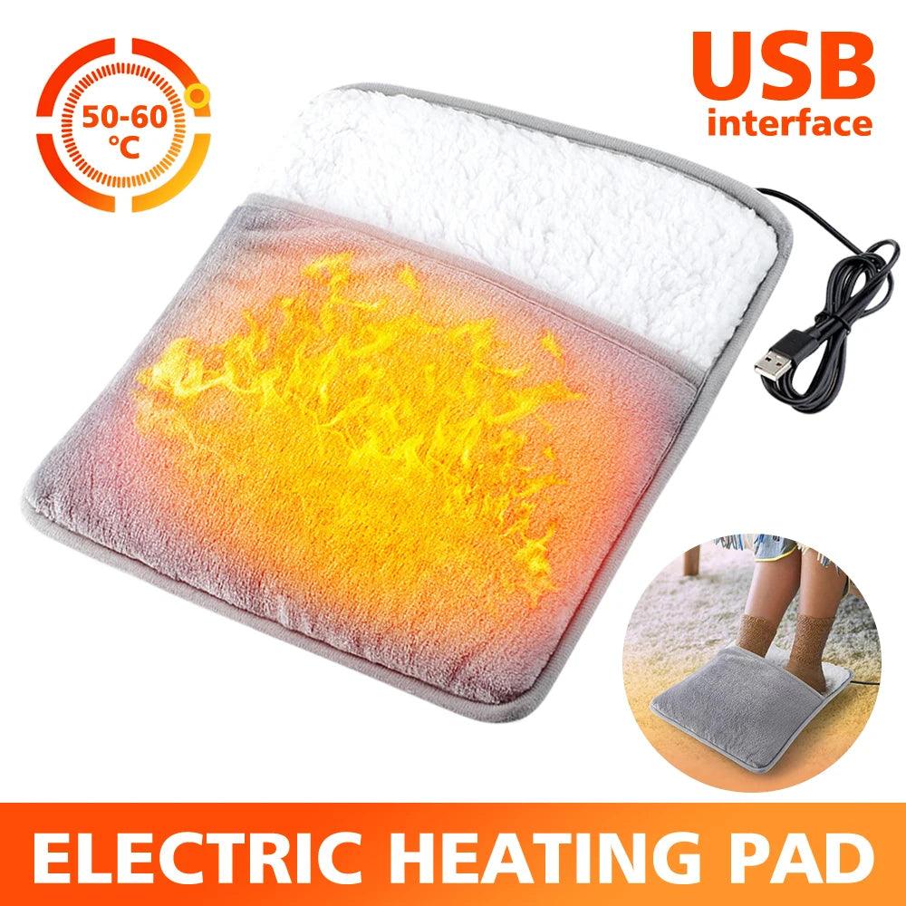 Almofada elétrica de aquecimento para pés, com carregamento USB, macia e lavável, ideal para aquecer no inverno - Universo Mix