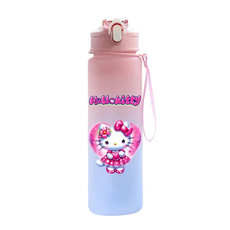 Garrafa de água Hello Kitty com palhinha, portátil de 750ml - Universo Mix