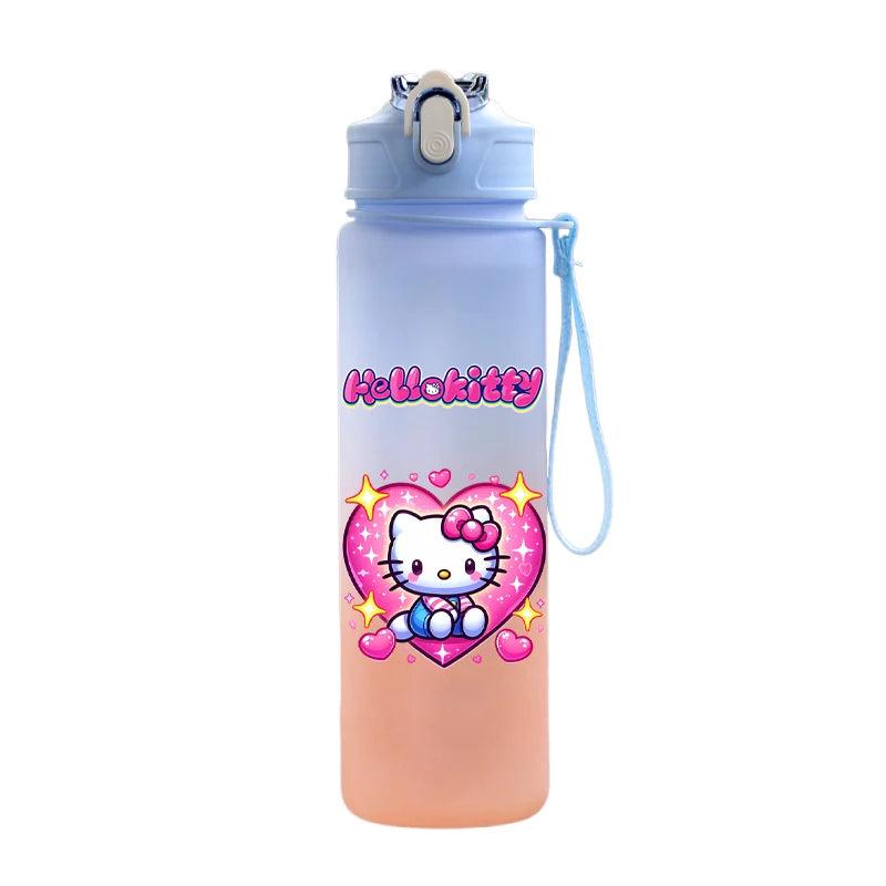 Garrafa de água Hello Kitty com palhinha, portátil de 750ml - Universo Mix