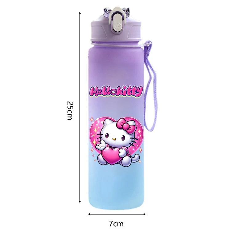 Garrafa de água Hello Kitty com palhinha, portátil de 750ml - Universo Mix