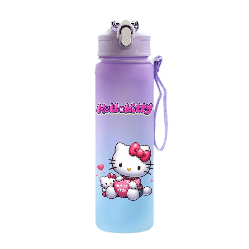 Garrafa de água Hello Kitty com palhinha, portátil de 750ml - Universo Mix