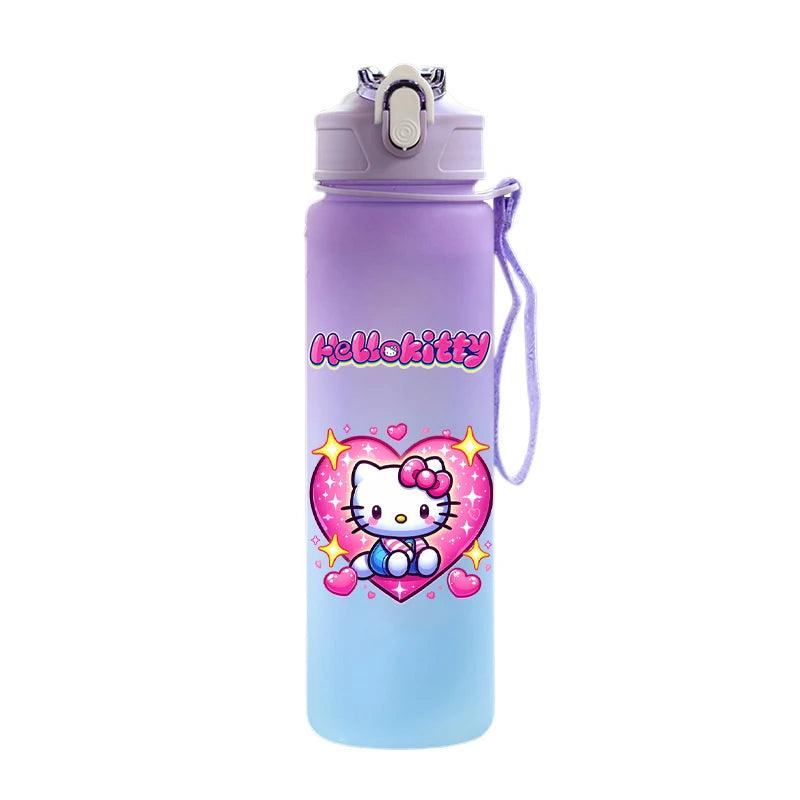 Garrafa de água Hello Kitty com palhinha, portátil de 750ml - Universo Mix