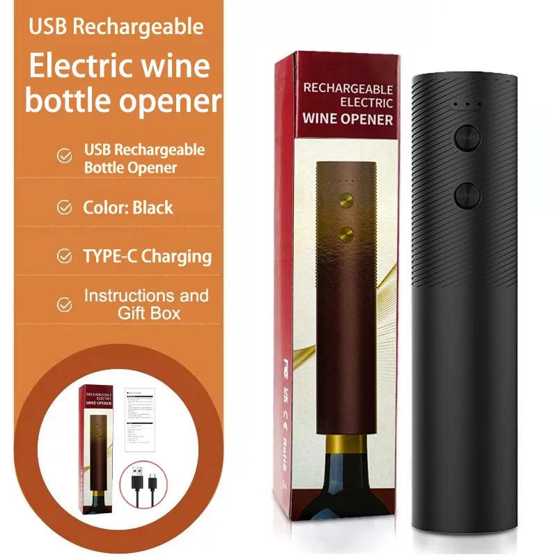 Abridor de garrafas de vinho elétrico, automático e com base de carregamento - Universo Mix