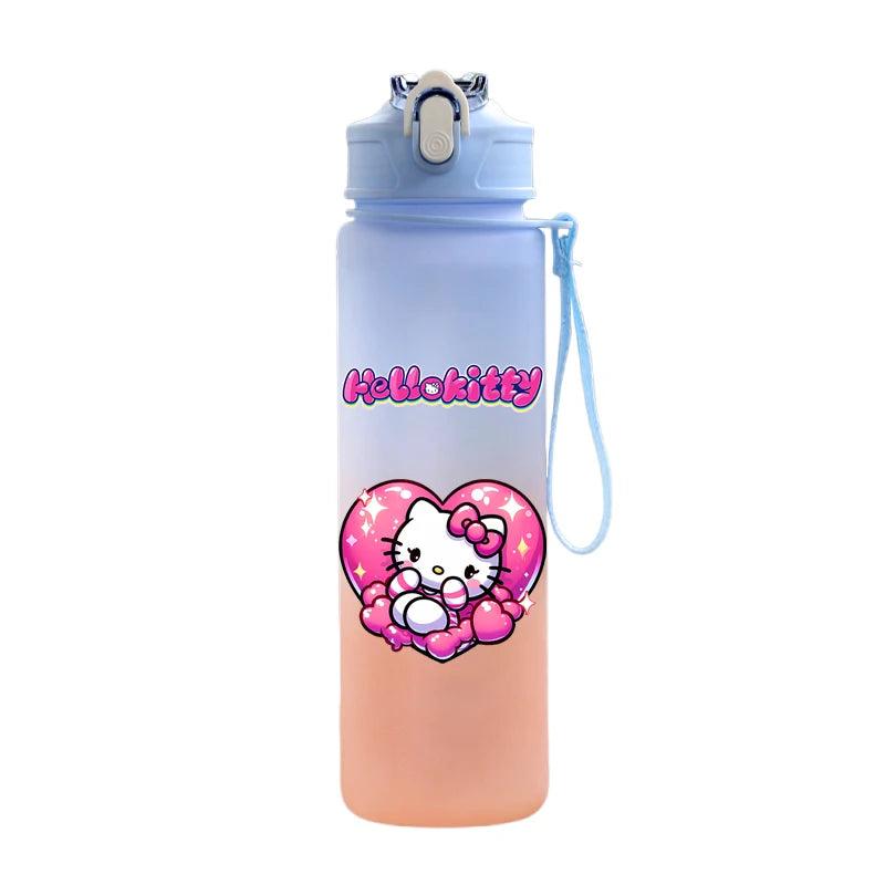 Garrafa de água Hello Kitty com palhinha, portátil de 750ml - Universo Mix