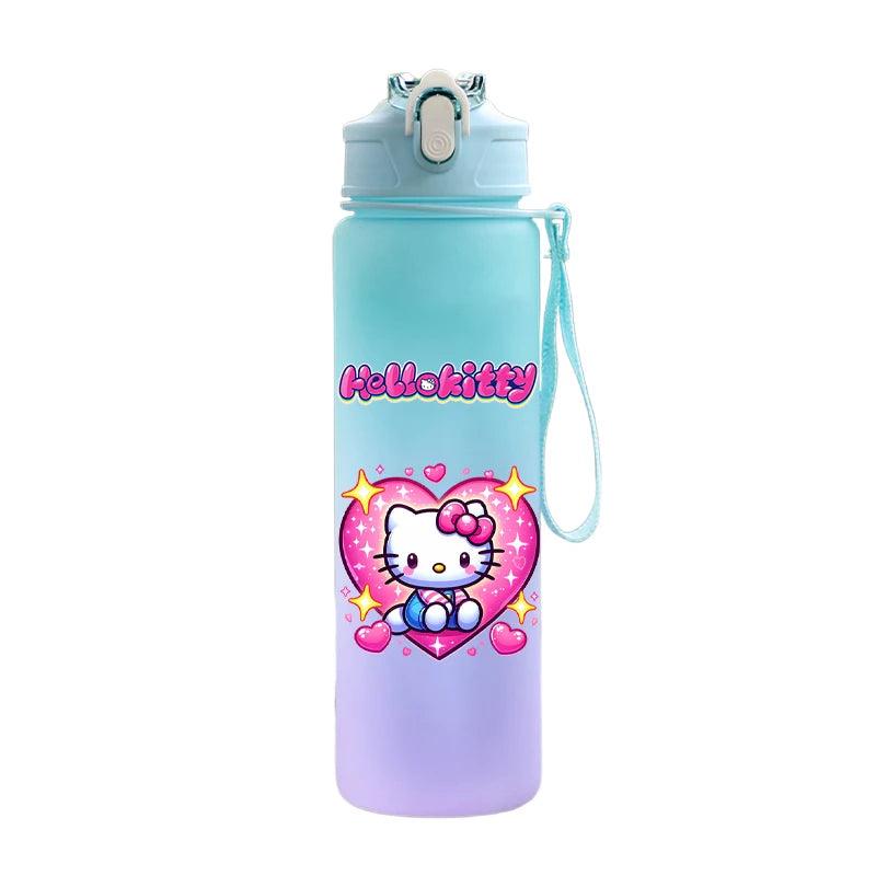 Garrafa de água Hello Kitty com palhinha, portátil de 750ml - Universo Mix