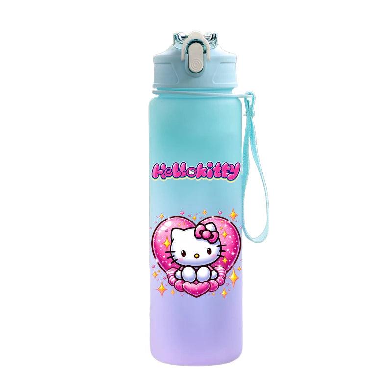 Garrafa de água Hello Kitty com palhinha, portátil de 750ml - Universo Mix