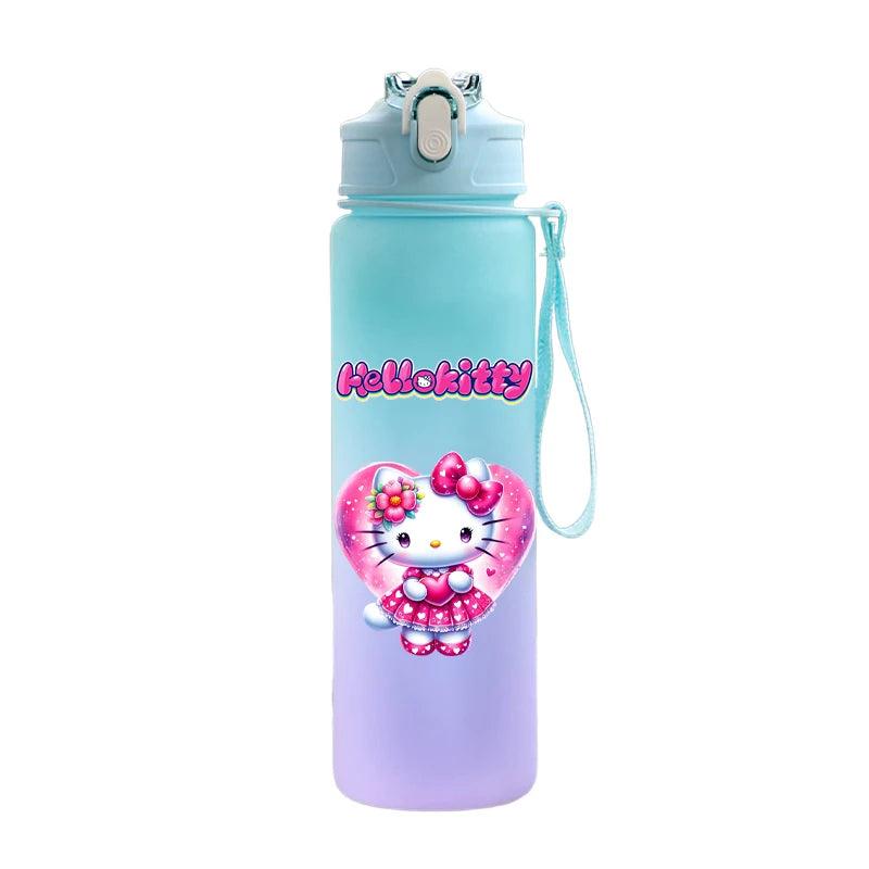 Garrafa de água Hello Kitty com palhinha, portátil de 750ml - Universo Mix