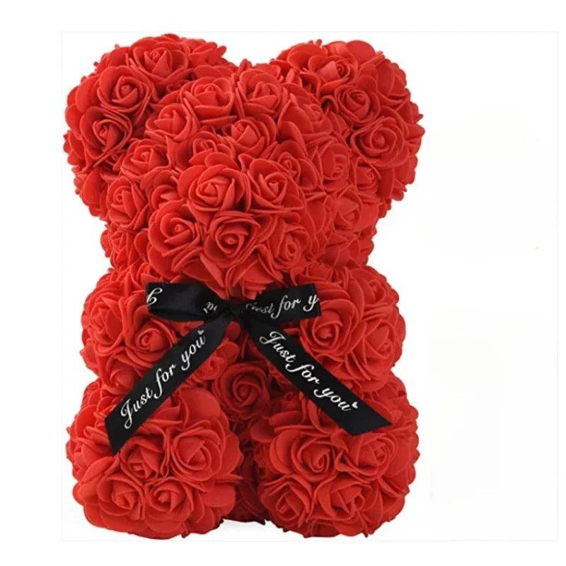 Urso de rosas artificiais, presente encantador para qualquer ocasião - Universo Mix