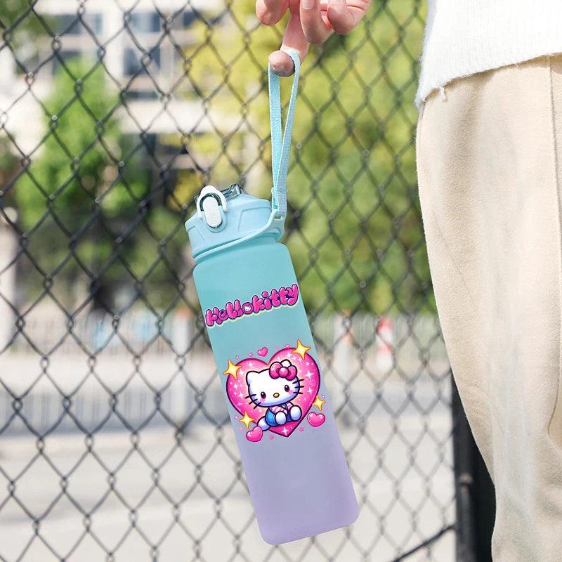 Garrafa de água Hello Kitty com palhinha, portátil de 750ml - Universo Mix