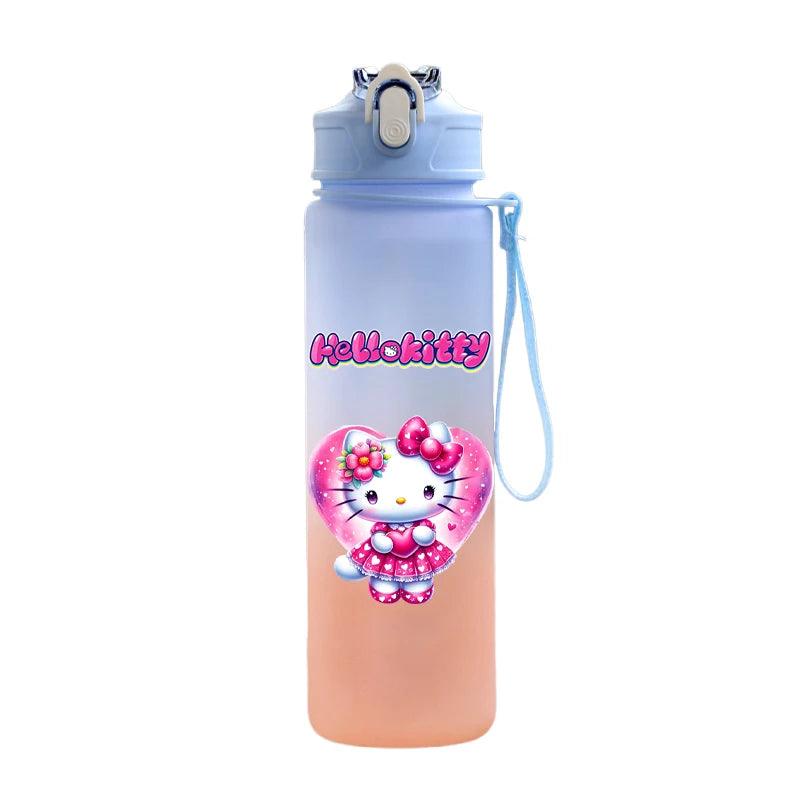 Garrafa de água Hello Kitty com palhinha, portátil de 750ml - Universo Mix