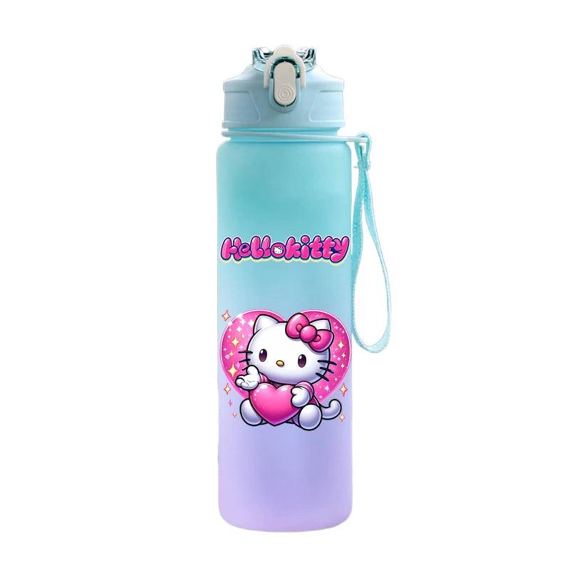 Garrafa de água Hello Kitty com palhinha, portátil de 750ml - Universo Mix