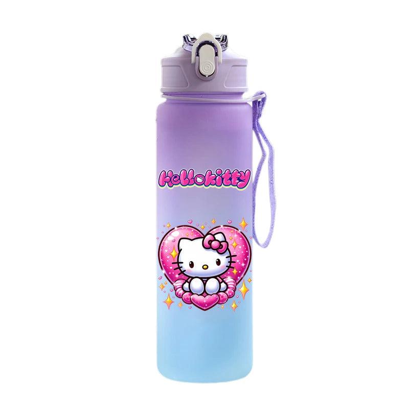 Garrafa de água Hello Kitty com palhinha, portátil de 750ml - Universo Mix