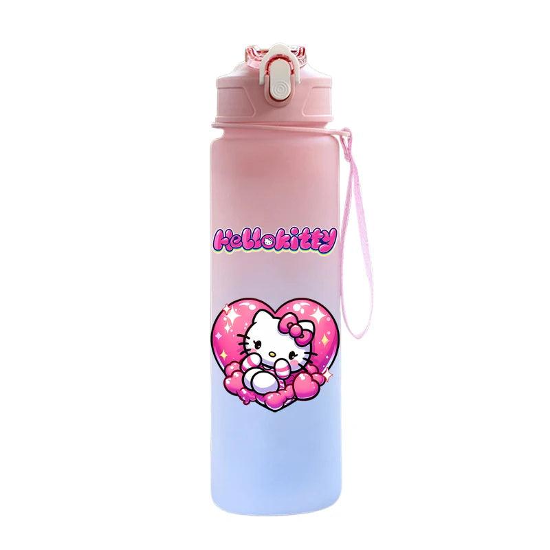 Garrafa de água Hello Kitty com palhinha, portátil de 750ml - Universo Mix