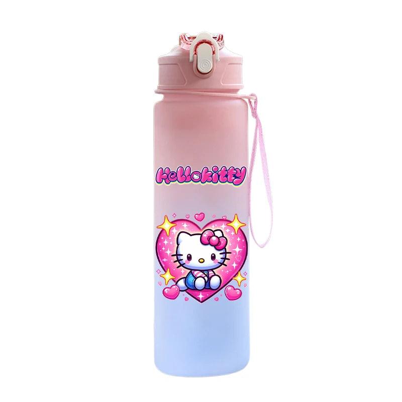 Garrafa de água Hello Kitty com palhinha, portátil de 750ml - Universo Mix