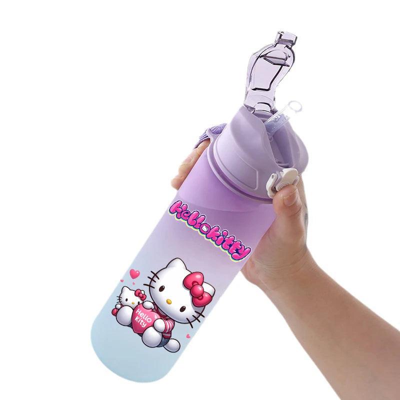 Garrafa de água Hello Kitty com palhinha, portátil de 750ml - Universo Mix